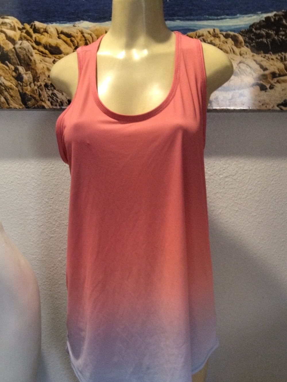 Coral Ombre Scoop Neck Racerback Tank Top - Women